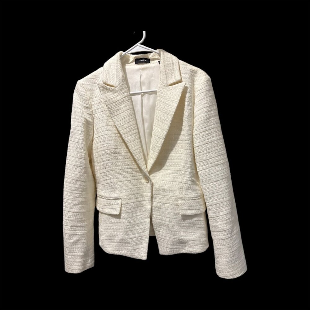 Theory Cream boucle tweed blazer- size 10